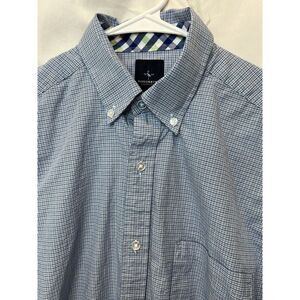 Tailorbyrd Medium Cotton LongSleeve Flip Cuff Blue Purple Plaid Buttonup Shirt‎